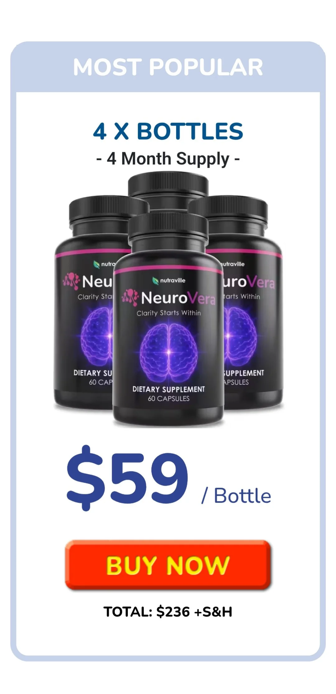 NeuroVera™ 4 bottles pricing